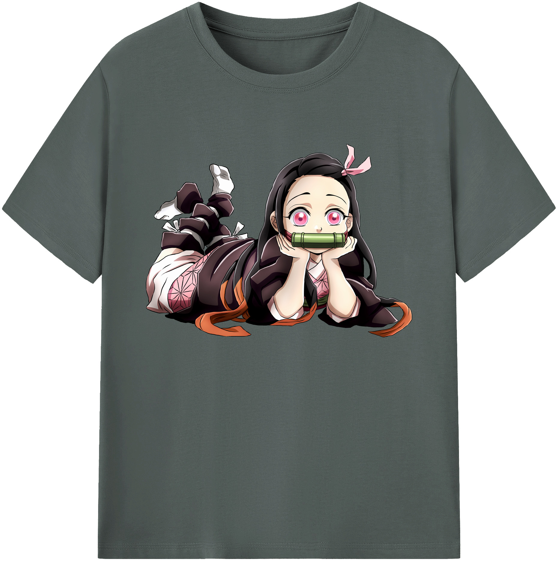 （画像用） 鬼滅の刃（きめつのやいば）竈門 禰󠄀豆子／かまど ねずこ Kamado Nezuko 綿100％ メンズ半袖Tシャツ｜肌触りやわらか＆通気性